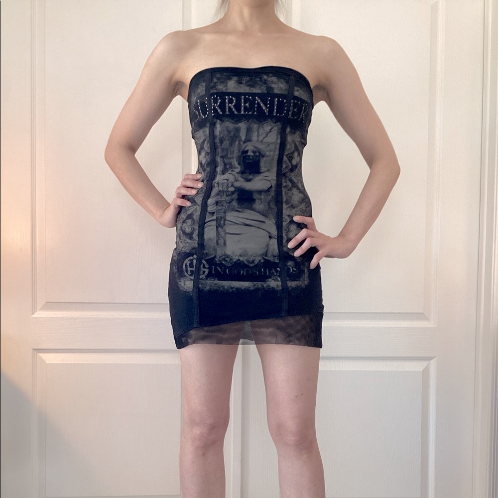 In God’s Hands Strapless Black Jersey Dress Size S